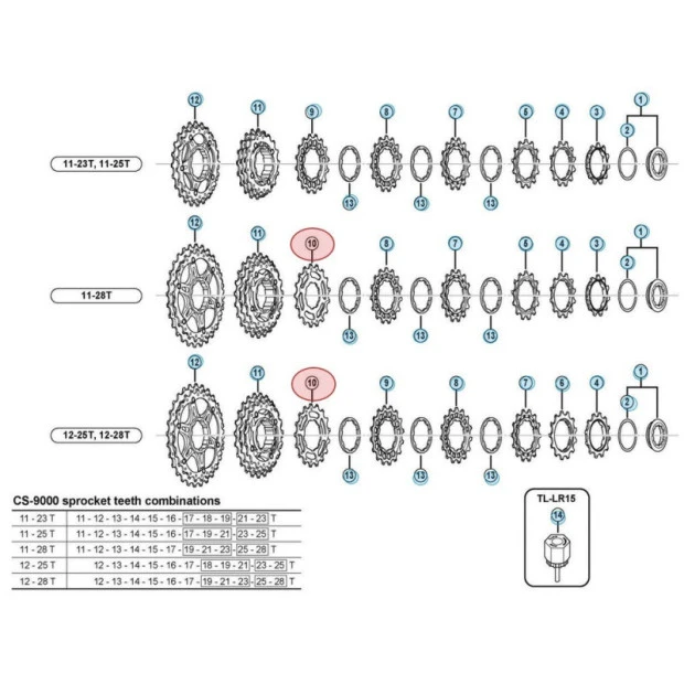 Pignon Shimano Dura Ace CS-9000 - 11 Vitesses - 17 Dents - 11-28/12-25/12-28 Dents 4 Pignon Shimano Dura Ace CS-9000 - 11 Vitesses - 17 Dents - 11-28/12-25/12-28 Dents – Image 2